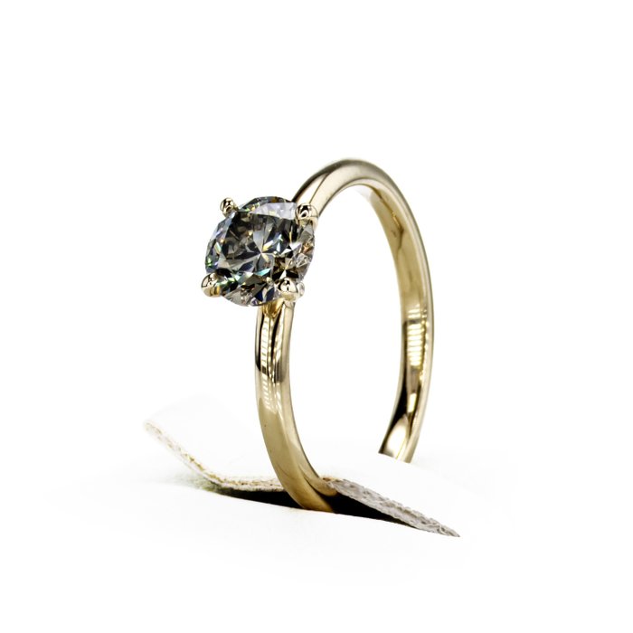 Ingen mindstepris - Forlovelsesring - 14 karat Gulguld -  102ct tw Diamant (Naturfarvet)