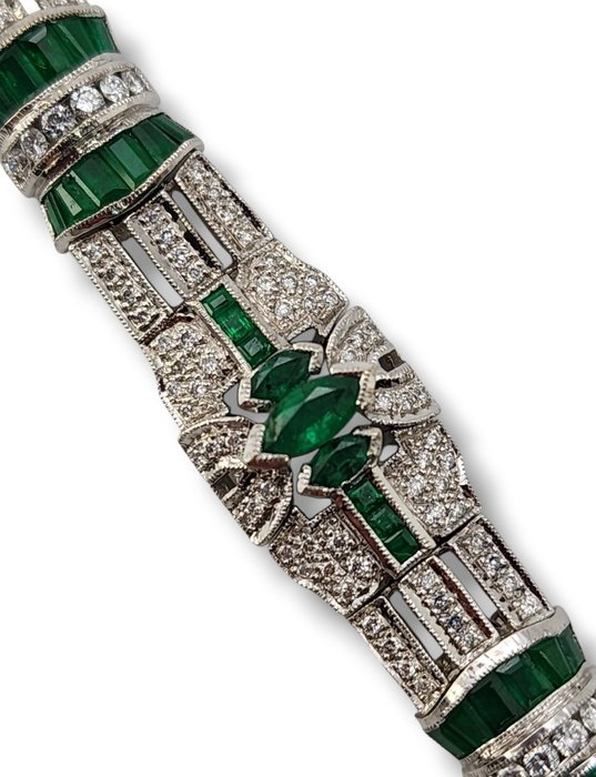 Armbånd - 18 kraat Hvidguld, Art Deco 18 karat guld  6,2 karat diamantarmbånd 1930'erne -  6.24ct. tw. Diamant (Natur)  - Diamant