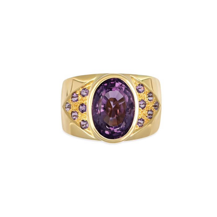 Ring - 18 kraat Gulguld -  4.61ct. tw. Ametyst