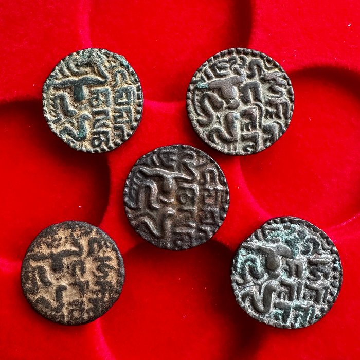 Ceylon. Parakrama Bahu VI, 1415-1468. Lot of 5 Massa  (Ingen mindstepris)