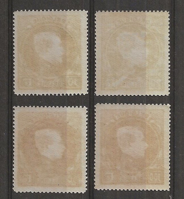 Belgien 1929 - Albert I type Montenez - 10F, 20F, 50F og 100F parisisk tryk (t14½) - OBP/COB 289/292