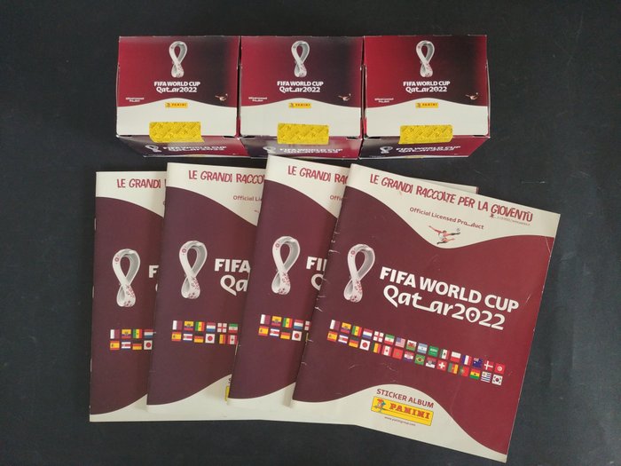 2022 Panini 3 box sigillati World Cup Qatar 2022 + 4 album vuoti Sealed box - Næsten så god som ny (NM)