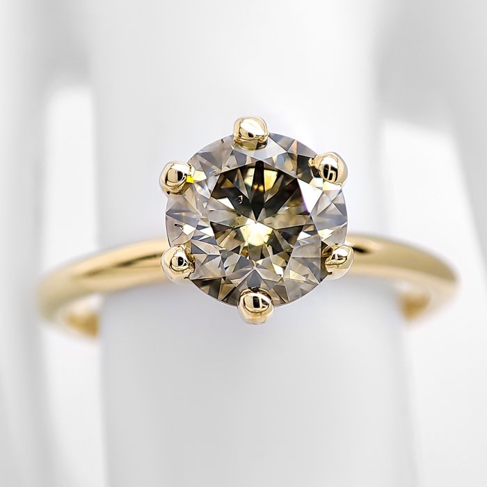 Ring - 14 karat Gulguld -  1.22ct. tw. Gul Diamant (Naturfarvet)