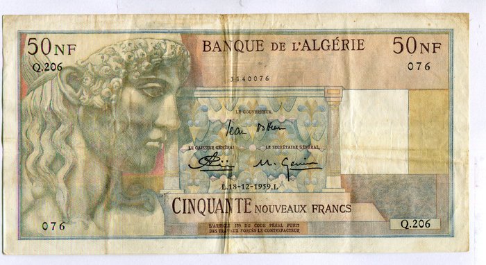 Algeriet. - 50 Nouveaux Francs - 18/12/1959 - Pick 120a