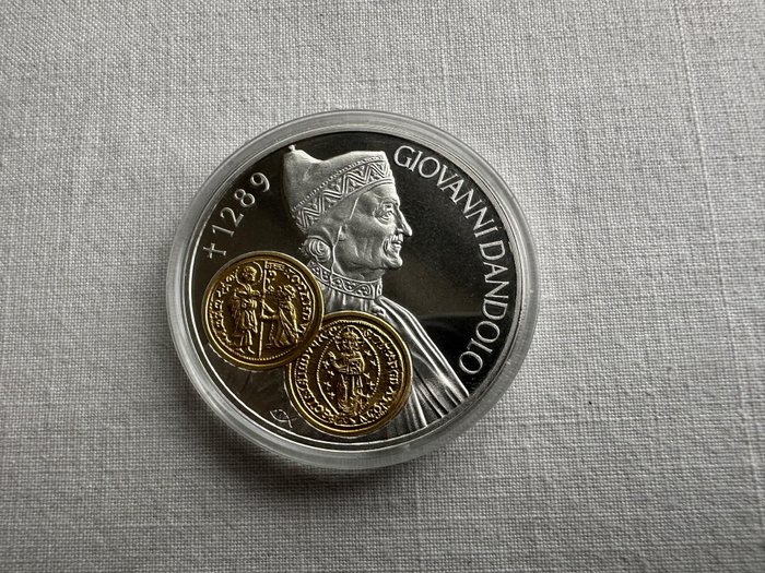 Hollandske Antiller. 10 Gulden 2001 Handelsmunt 'Giovanni Dandolo' zilver met gouden inlay  (Ingen mindstepris)