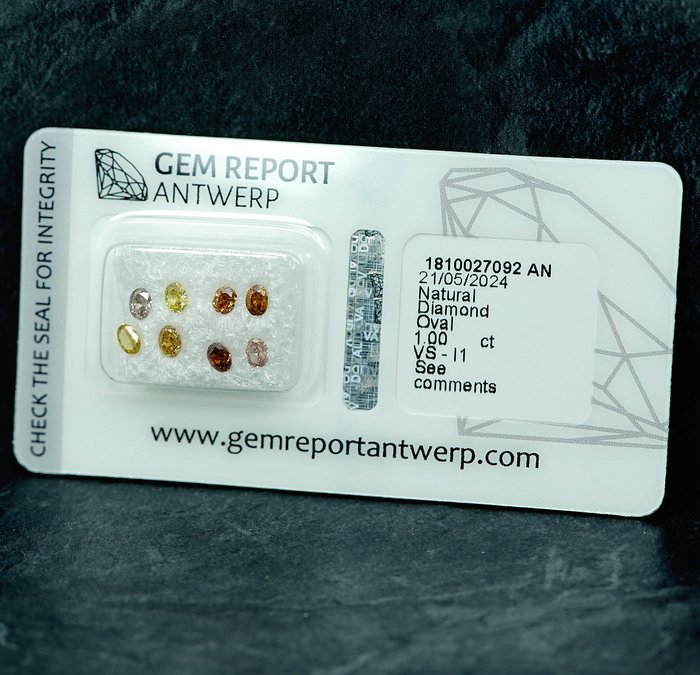 1 pcs Diamant  (Naturfarvet)  - 1.00 ct Blandede farver - I1, VS1 - Gem Report Antwerp (GRA)