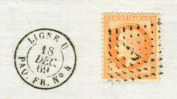 Frankrig 1869 - Superbe  Rare lettre de Marseille pour Catania ( 1869 ) med nr. 31 - Cachet Ancre - Ligne U