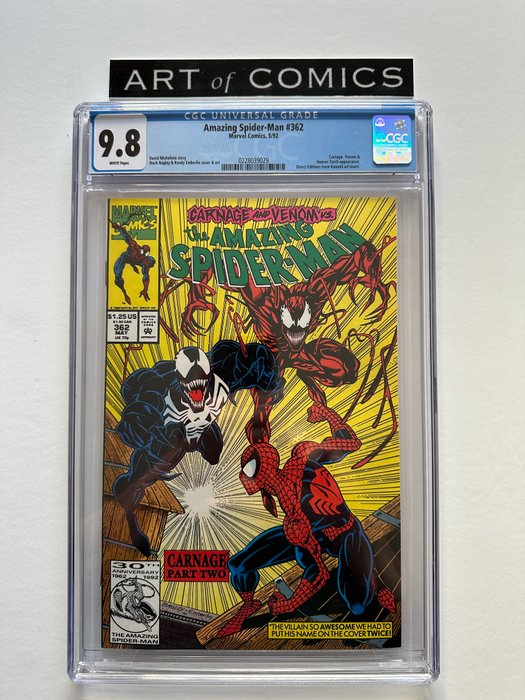 Amazing Spider-Man #362 - 2nd Appearance of Carnage!!!! - CGC Graded 9.8! (not a 9.6!!) - Extremely High Grade!! - White Pages!! - 1 Graded comic - Første udgave - 1992