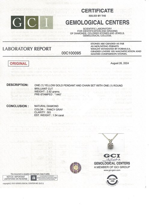 Ingen mindstepris - Halskæde med vedhæng - 14 karat Gulguld -  1.54ct. tw. Diamant (Naturfarvet)