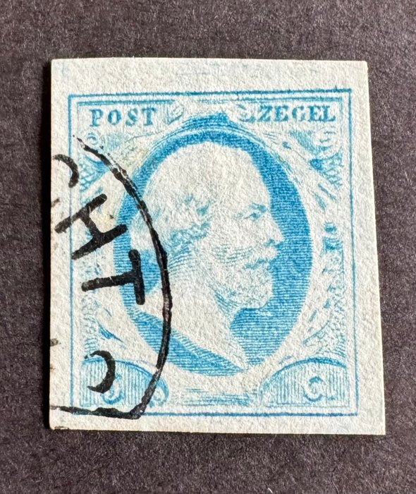 Holland 1852 - Kong Willem III, første nummer bred/meget bredkantet. - NVPH 1e, 1k, 1l