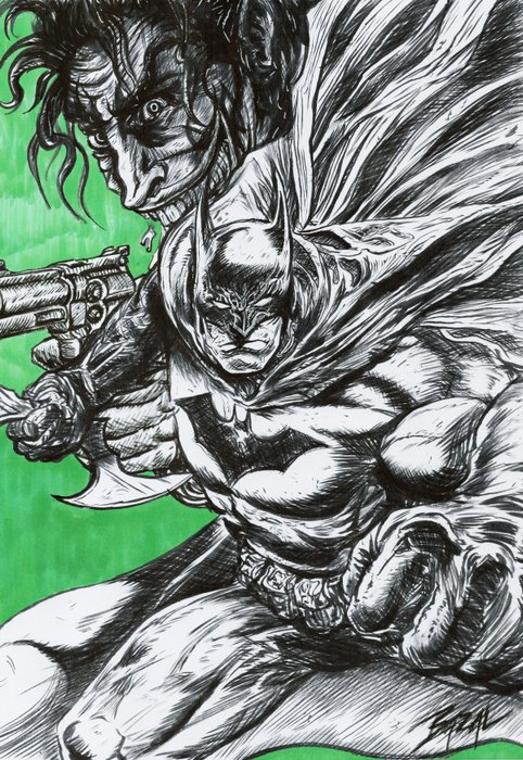 Angel Bazal Original drawing - Batman and Joker