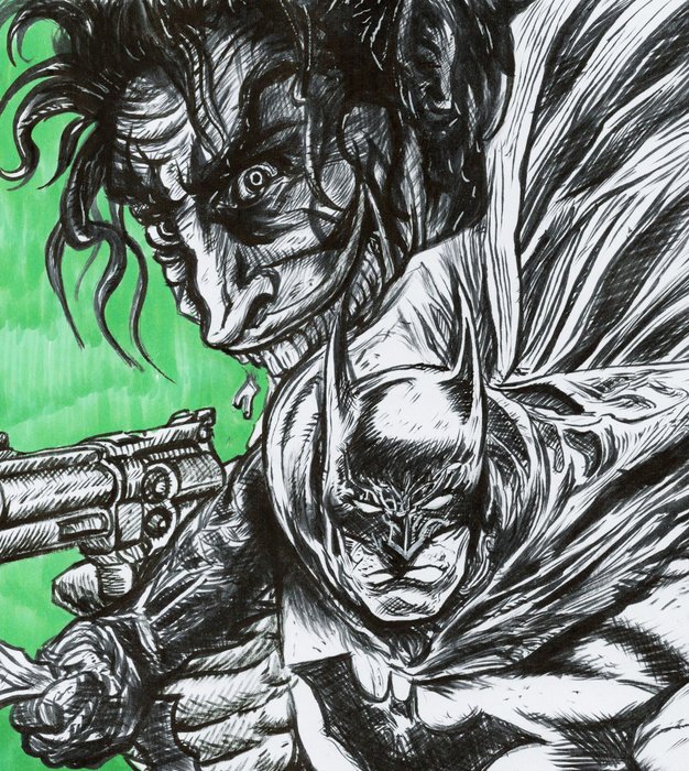 Angel Bazal Original drawing - Batman and Joker