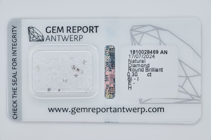 Ingen mindstepris - 11 pcs Diamant  (Natur)  - 0.30 ct - Rund - I1, I2, I3, SI1, SI2 - Gem Report Antwerp (GRA) - INGEN RESERVEPRIS