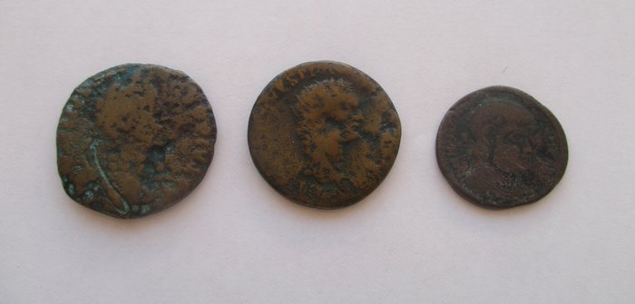 Romarriket Lot of 6 bronzes Including Sestertius (Lucilla) Dupondius (Domitian) Asses (Hadrian Domitian)  (Ingen mindstepris)