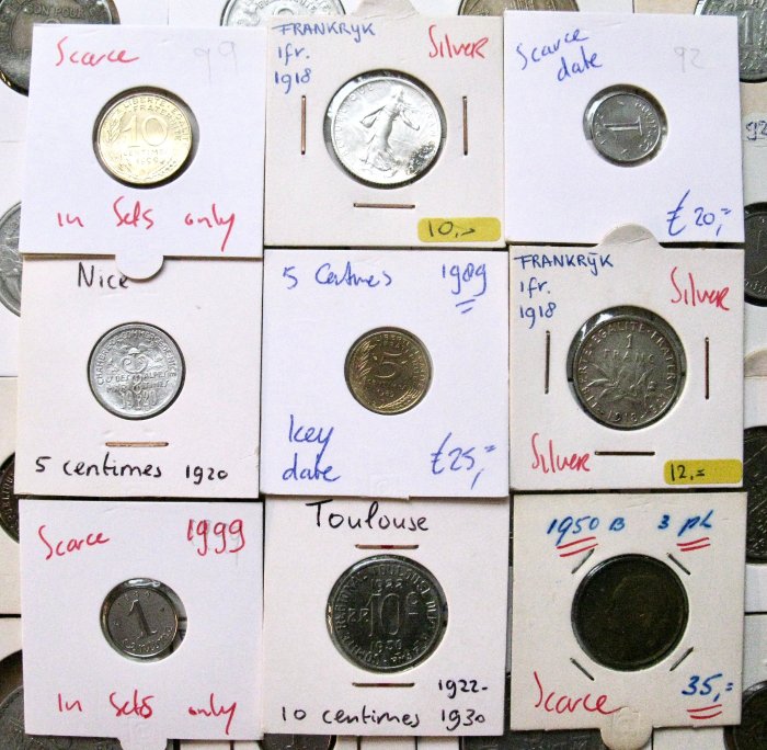 Frankrig. Extensive collection of 270+ various coins 1551-2000 including 5 Francs 1868-BB and other silver coins  (Ingen mindstepris)