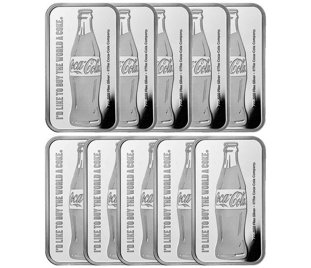 10 Troy Ounce - Sølv 999 - 10 x 1 oz Coca Cola