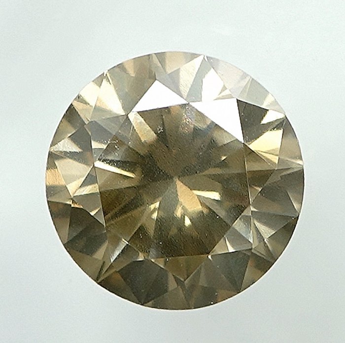 1 pcs Diamant  (Naturfarvet)  - 0.72 ct - Fancy deep Grålig, Grønlig Gul - I1 - Gem Report Antwerp (GRA)