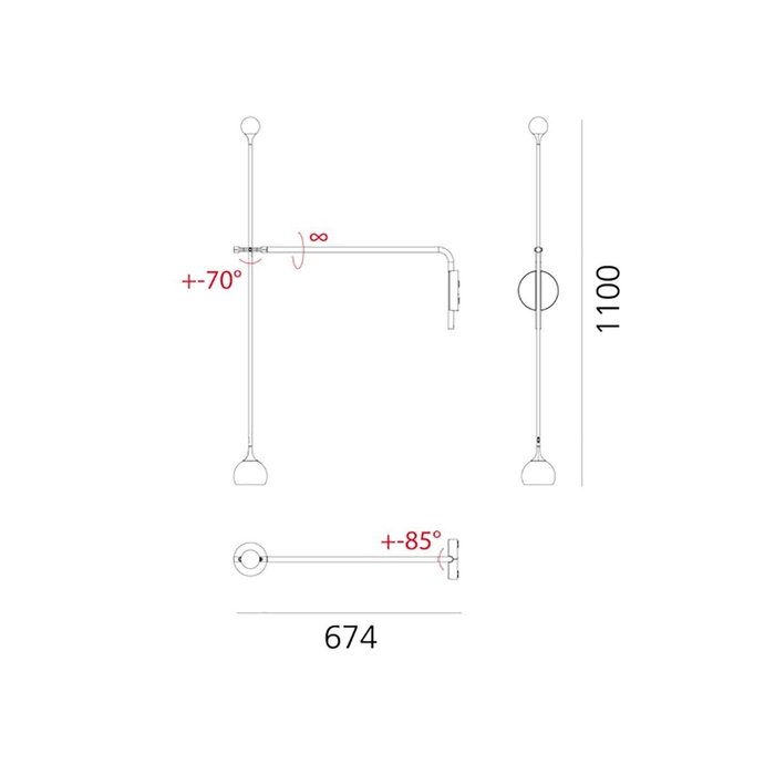 Artemide - Foster + Partners - Lampe - Ixa væg L antracit - Metal