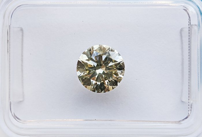 Ingen mindstepris - 1 pcs Diamant  (Naturfarvet)  - 1.06 ct - Rund - Fancy Grå, Grønlig Gul - SI1 - International Gemological Institute (IGI)