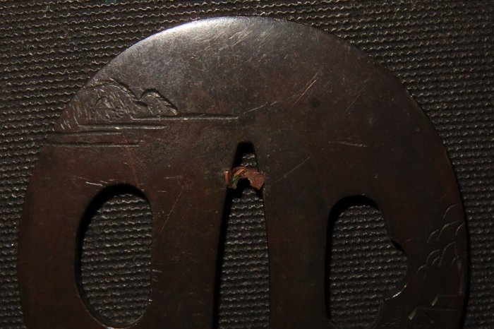 Katana - Kobber - Scenery Tsuba : C4-328 - Japan - Edo-perioden (1600-1868)