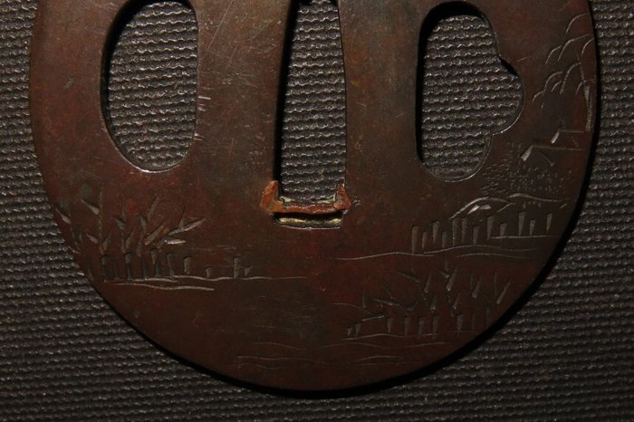 Katana - Kobber - Scenery Tsuba : C4-328 - Japan - Edo-perioden (1600-1868)