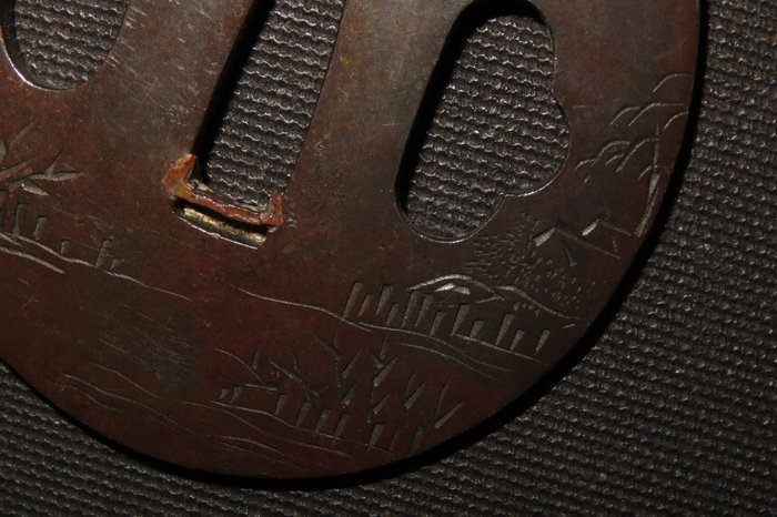 Katana - Kobber - Scenery Tsuba : C4-328 - Japan - Edo-perioden (1600-1868)