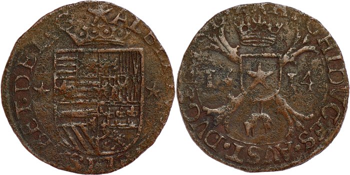 Holland. Albrecht  Isabella. Oord mm. star - Maastricht Mint - 1614