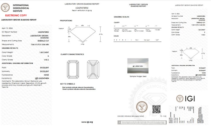 Ingen mindstepris - Ring - 14 karat Hvidguld -  1.88ct. tw. Diamant (Laboratoriedyrket) - Diamant - E VVS2 IGI