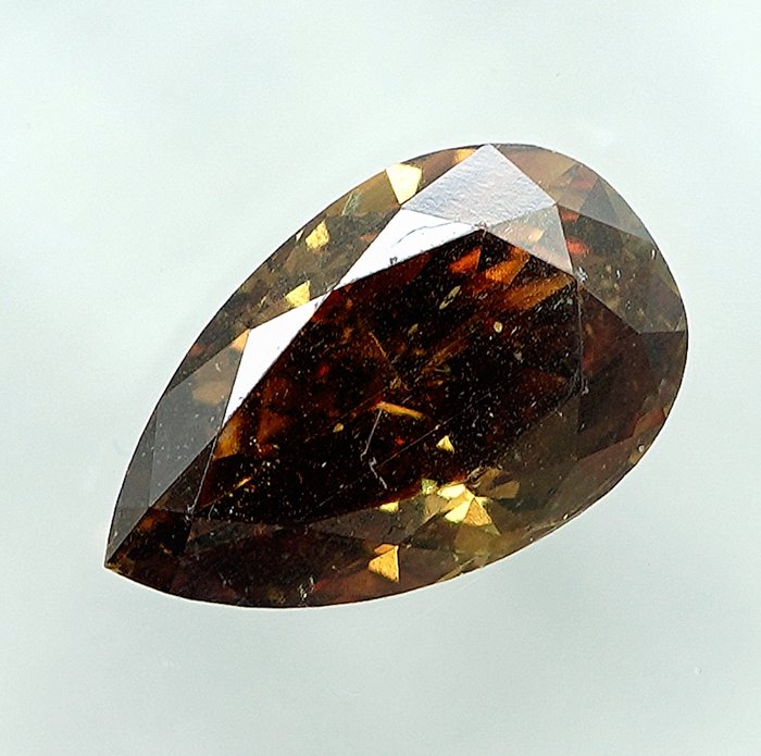 1 pcs Diamant  (Naturfarvet)  - 1.08 ct - Fancy deep Gullig, Orange nuance Brun - I1 - Gem Report Antwerp (GRA)