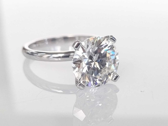 Forlovelsesring - 14 karat Hvidguld -  4.03ct. tw. Diamant (Laboratoriedyrket)