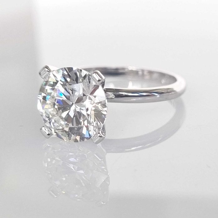 Forlovelsesring - 14 karat Hvidguld -  4.03ct. tw. Diamant (Laboratoriedyrket)