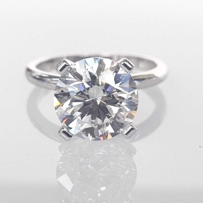 Forlovelsesring - 14 karat Hvidguld -  4.03ct. tw. Diamant (Laboratoriedyrket)