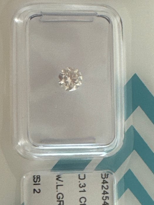 Ingen mindstepris - 1 pcs Diamant  (Naturfarvet)  - 0.31 ct - Rund - Very light Grå - SI2 - International Gemological Institute (IGI) - Meget lys grå 0,31ct