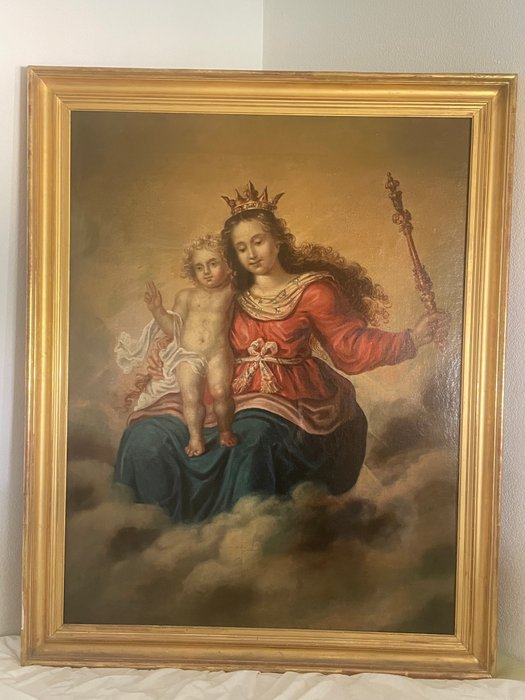 Italiensk skole (XVIII) - Majestic Madonna and Child with scepter