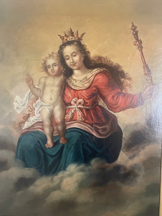 Italiensk skole (XVIII) - Majestic Madonna and Child with scepter