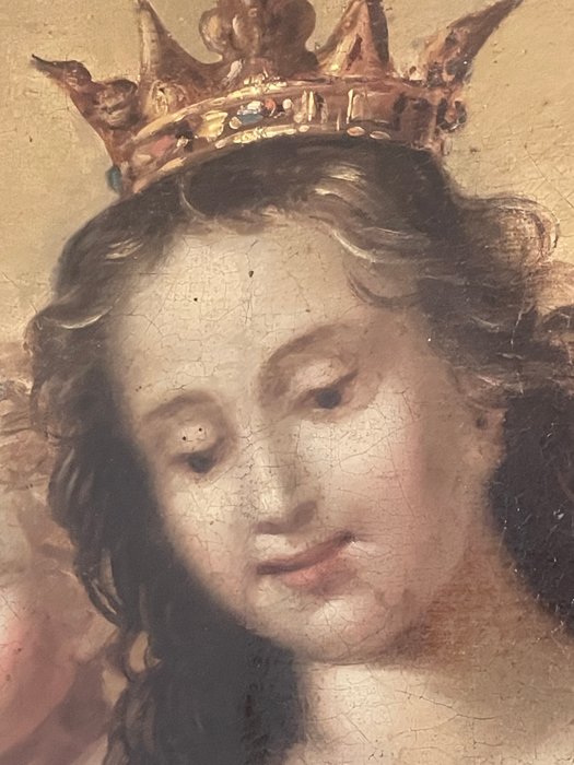 Italiensk skole (XVIII) - Majestic Madonna and Child with scepter