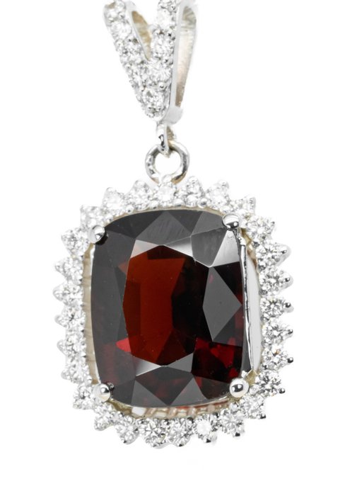 Vedhæng - 18 kraat Hvidguld 433 ct intens rød (Burma) Spinel - Diamant - 041 ct VS