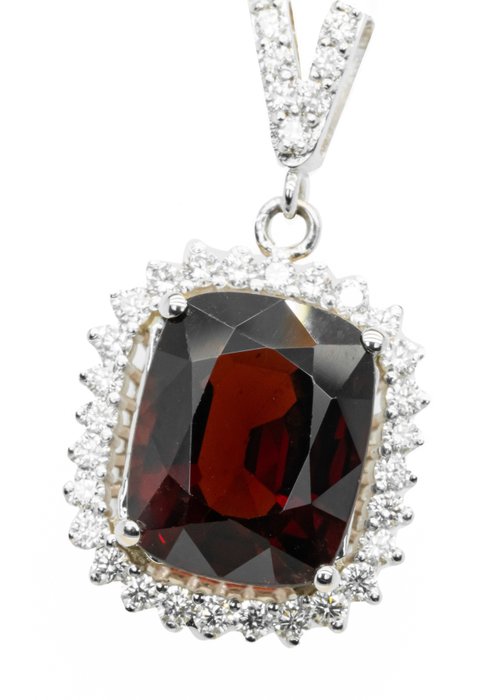 Vedhæng - 18 kraat Hvidguld 433 ct intens rød (Burma) Spinel - Diamant - 041 ct VS