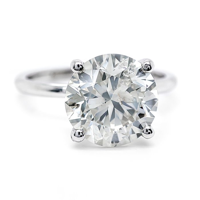 Ring - 14 karat Hvidguld -  3.07ct. tw. Diamant (Natur)