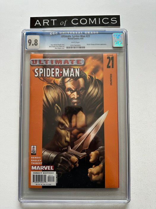 Ultimate Spider-Man #21 - Doctor Octopus Kraven Appearance - CGC Graded 98 - Extremely High Grade! - White Pages! - 1 Graded comic - Første udgave - 2002