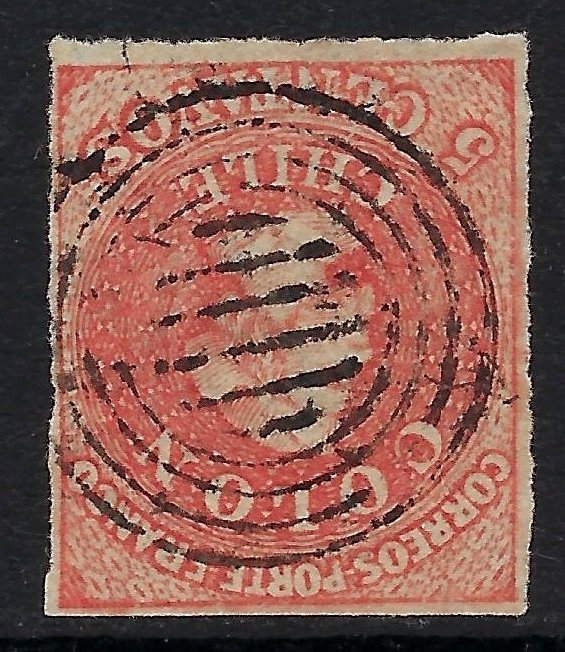 Chile 1859/67 - Tyktarmsparti med sorter og todelt