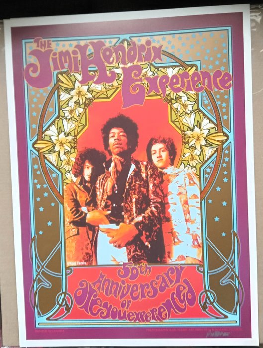 The Jimi Hendrix Experience - Litografi, Håndsigneret af kunstneren Bob Masse - 2017