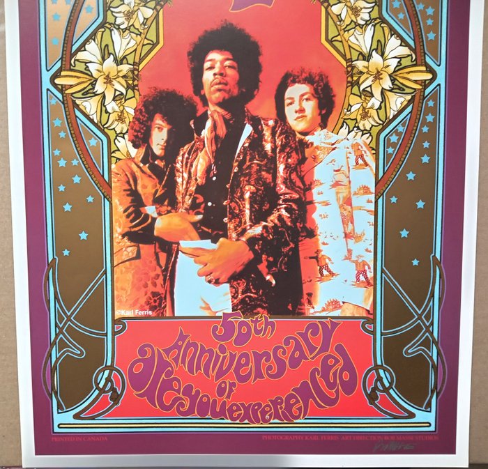 The Jimi Hendrix Experience - Litografi, Håndsigneret af kunstneren Bob Masse - 2017