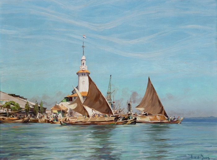 Willem Jan Pieter van der Does (1889-1966) - De Haven van Surabaya (NO RESERVE)