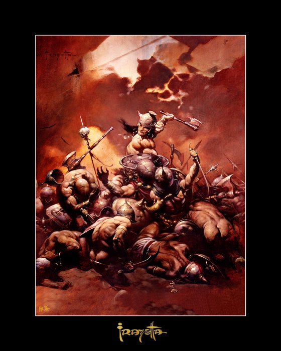 Conan the Destroyer - Frank Frazetta - Signature Engraved in Gold - Varnished - Canvas 27/75 - FF Golden Collection