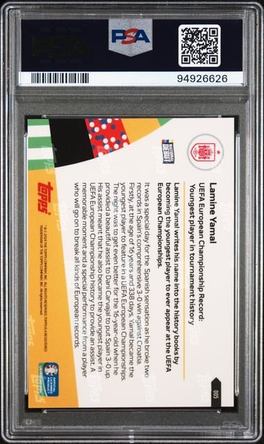 2024 Topps Now UEFA Euro Lamine Yamal #5 RC PSA 10 - 1 Graded card