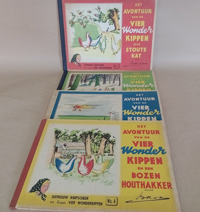 B Kok (auteur); B Kok en R van Looy (illustraties) - Juffrouw Knipscheer en haar vier Wonderkippen - 1943-1945