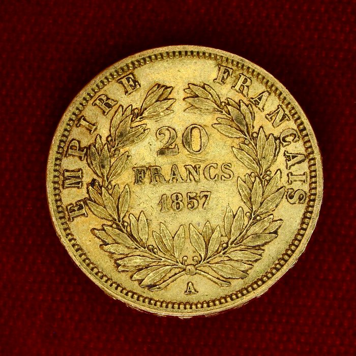 6,45 grams - Guld 900 - 20 Francs Napoleon III - Præget bar