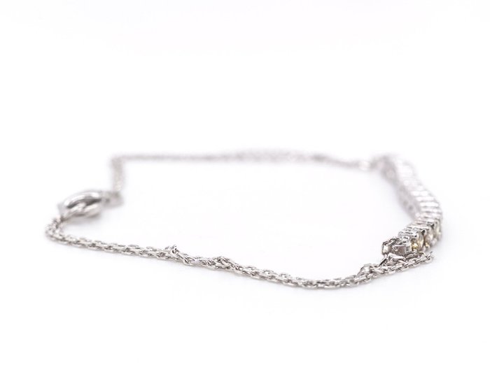 Ingen mindstepris - Armbånd - 14 karat Hvidguld -  0.75ct. tw. Blandet gul Diamant (Naturfarvet)