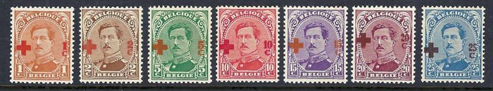 Belgien 1918 - komplet serie "Røde Kors" med fotocertifikat - OBP/COB 150/63